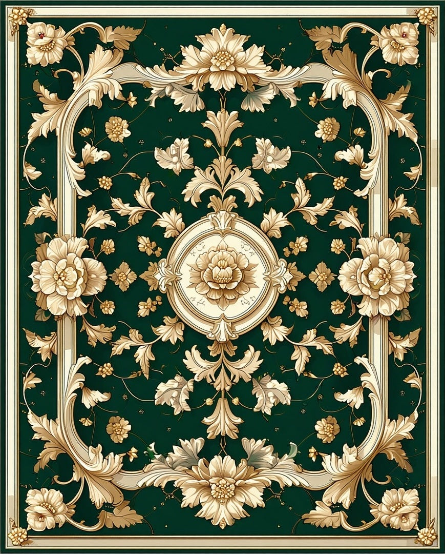 Elegant Gold Floral Vintage Pattern Rug