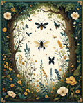 Whimsical Woodland Bee Butterfly Pattern Rug