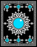 Intricate Cyan Starburst Geometric Design Rug