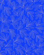 Bold Blue Leaf Line Art Design Rug