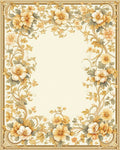 Antique Floral Vine Border Pattern Rug