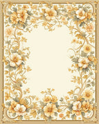 Antique Floral Vine Border Pattern Rug