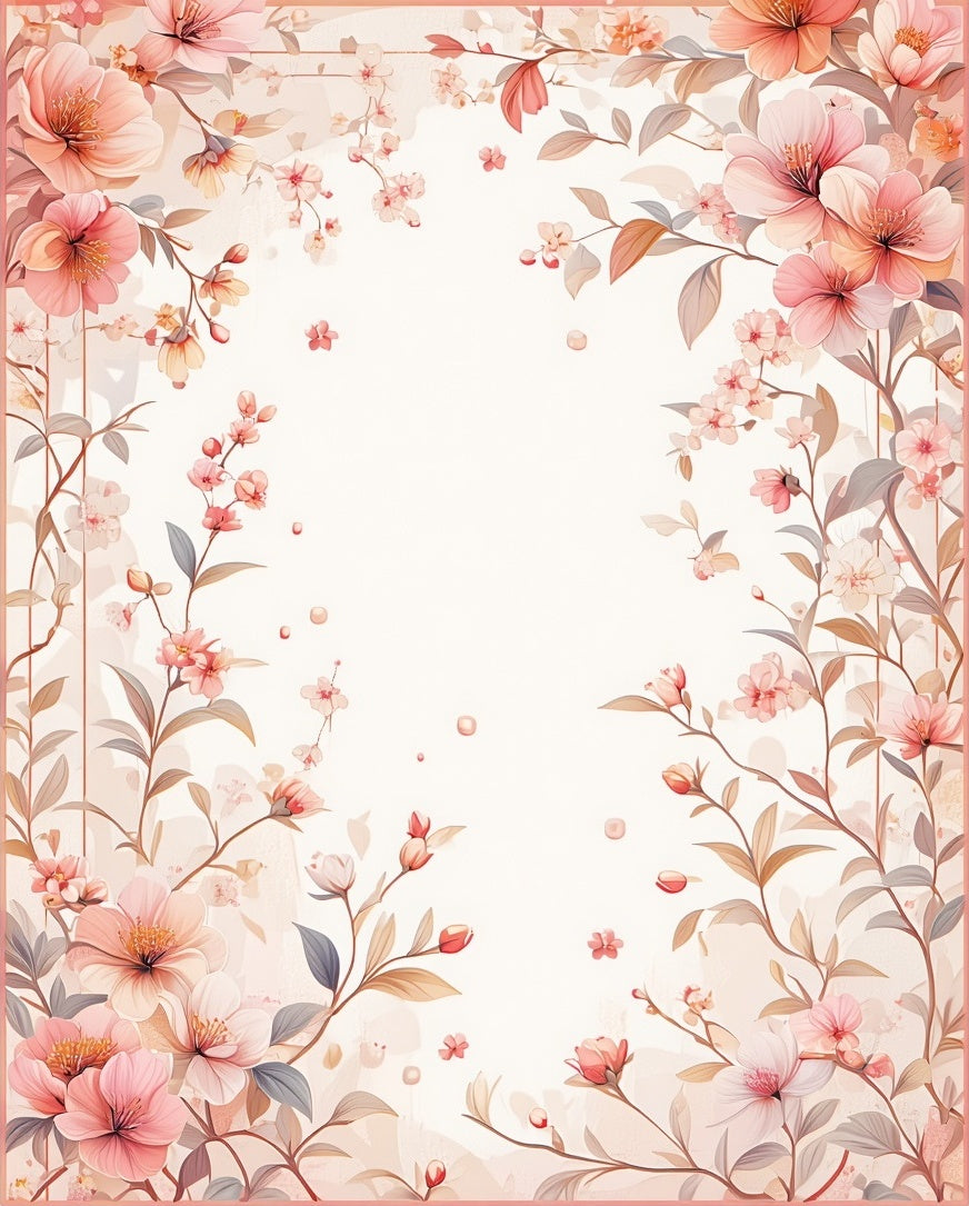 Delicate Pink Floral Patterned Art Rug