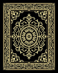 Golden Black Ornate Medallion Scroll Rug