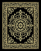 Golden Black Ornate Medallion Scroll Rug