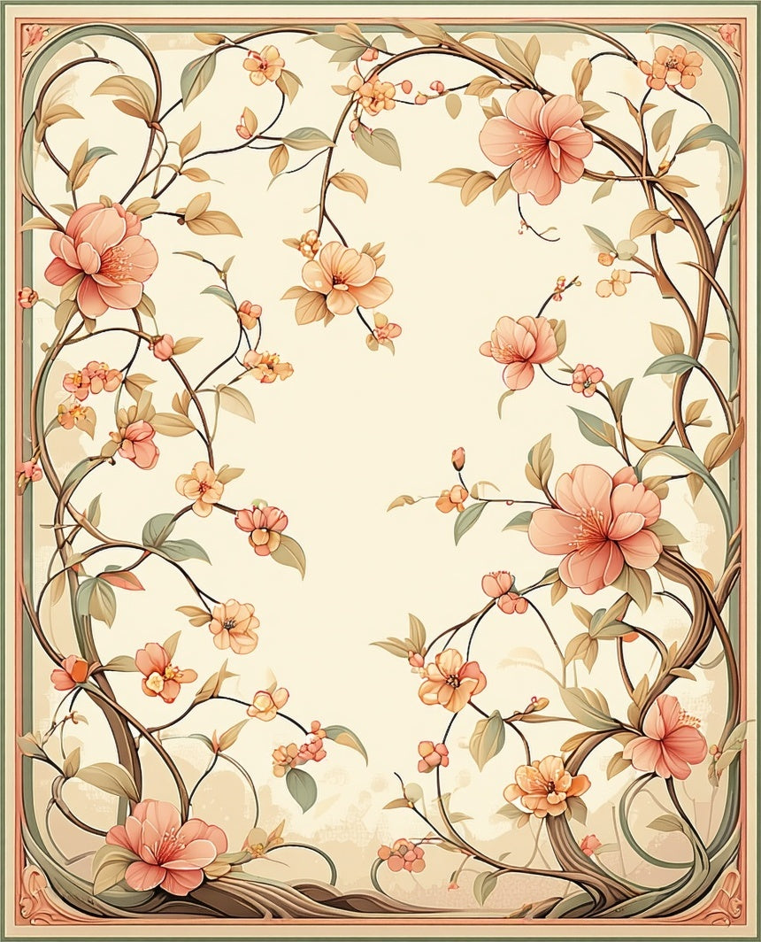 Delicate Floral Vines Art Nouveau Rug