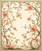 Delicate Floral Vines Art Nouveau Rug