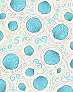 Coastal Blue Shells Swirls Pattern Rug