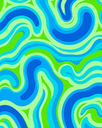 Groovy Swirl Abstract Blue Green Design Rug