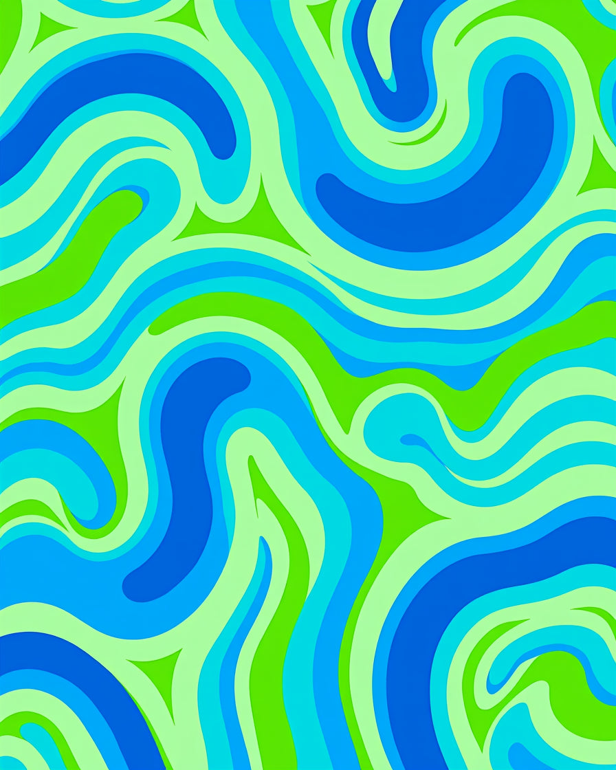 Groovy Swirl Abstract Blue Green Design Rug