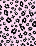 Pink Black Floral Print Rug