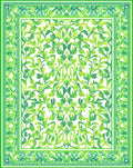 Lush Green Floral Vine Pattern Rug