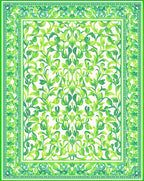 Lush Green Floral Vine Pattern Rug