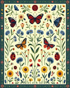 Whimsical Butterflies Garden Blooms Rug