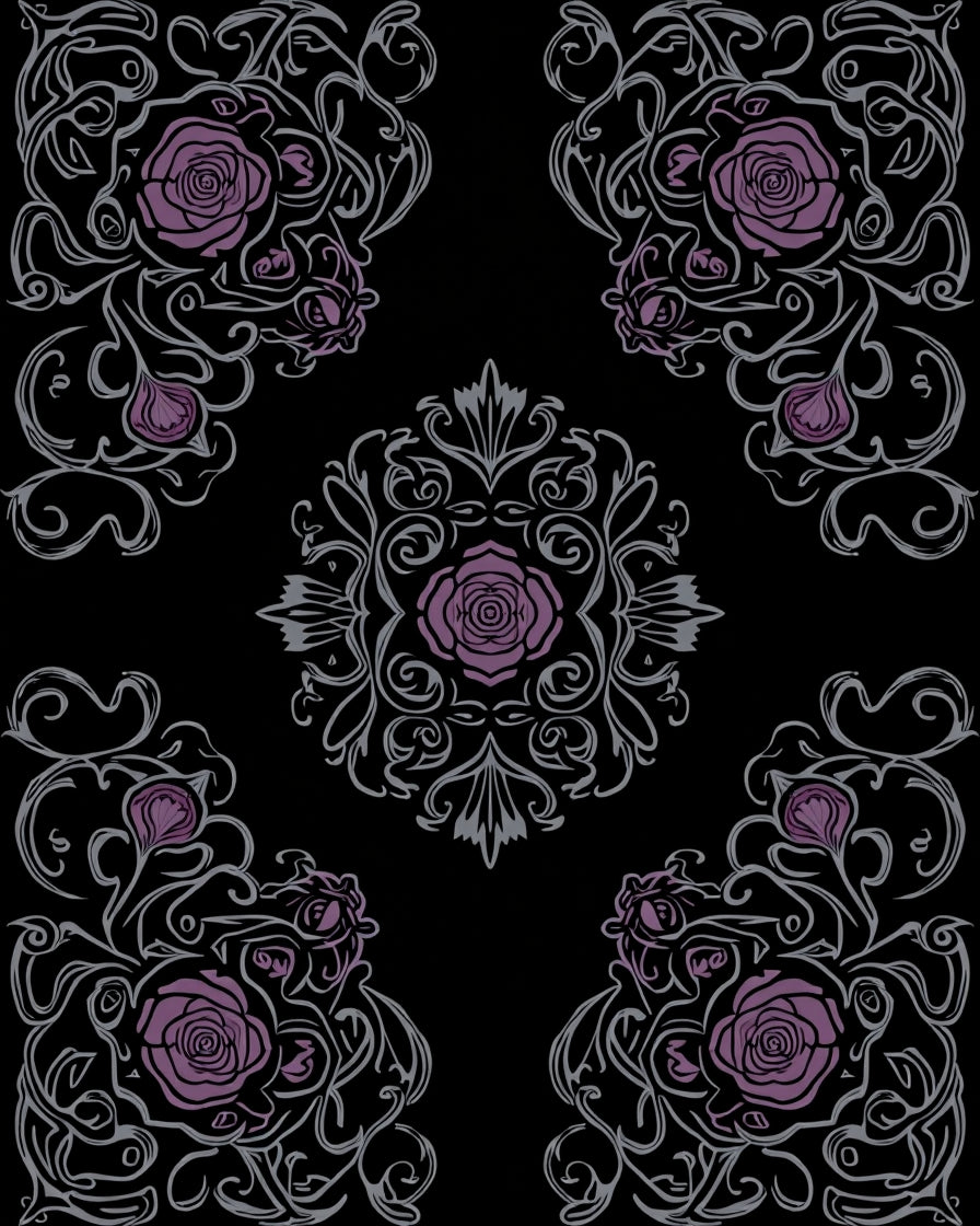 Art Nouveau Rose Vine Swirls Rug