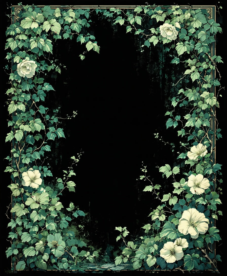 Vintage Floral Vine Border Design Rug
