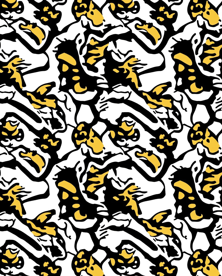 Bold Black Gold Abstract Pattern Rug