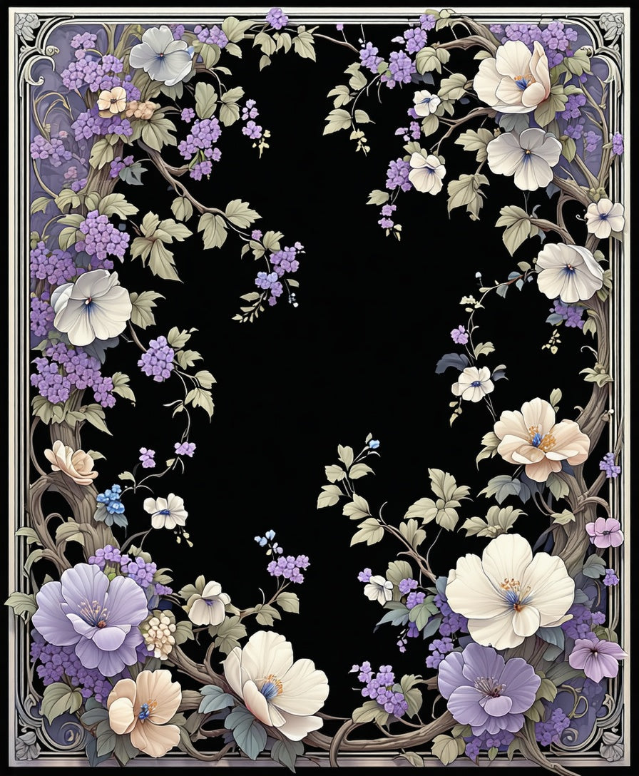 Floral Vine With Lavender Blossoms Rug
