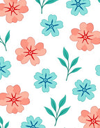 Coral Teal Blossom Pattern Rug
