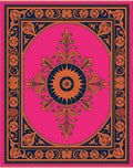 Fuchsia Orange Navy Floral Medallion Round Rug