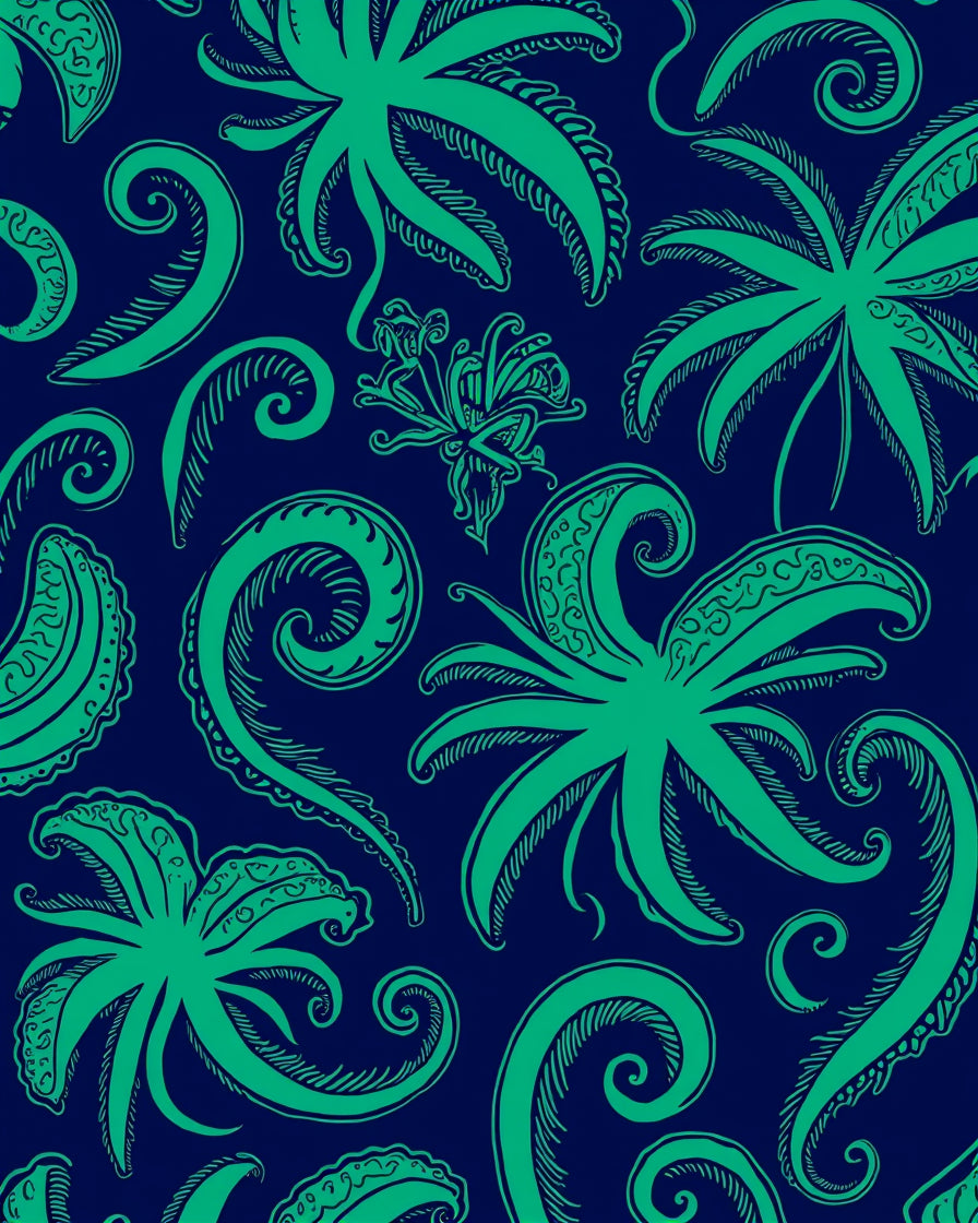 Emerald Green Swirls Paisley Pattern Rug