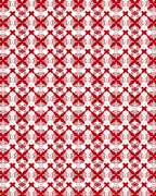 Red White Intricate Classic Geometric Pattern Rug