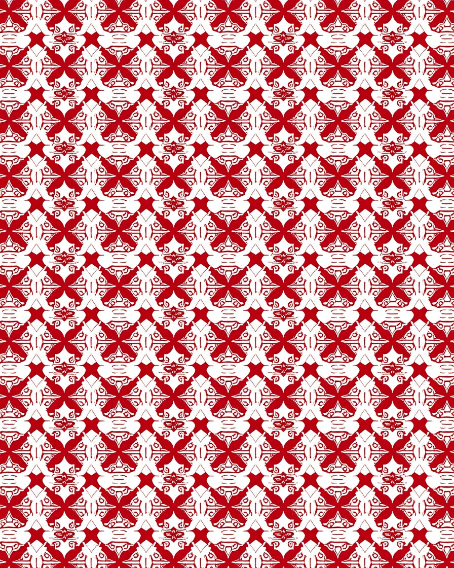 Red White Intricate Classic Geometric Pattern Rug