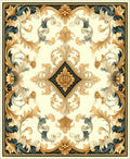 Gold And Blue Floral Medallion Design Rug