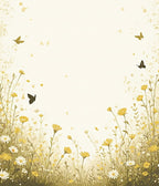 Whimsical Yellow Floral Butterfly Meadow Design Rug
