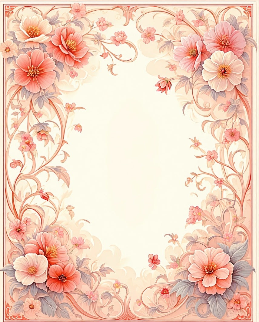 Floral Scrollwork Delicate Pink Rug