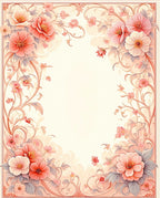 Floral Scrollwork Delicate Pink Rug