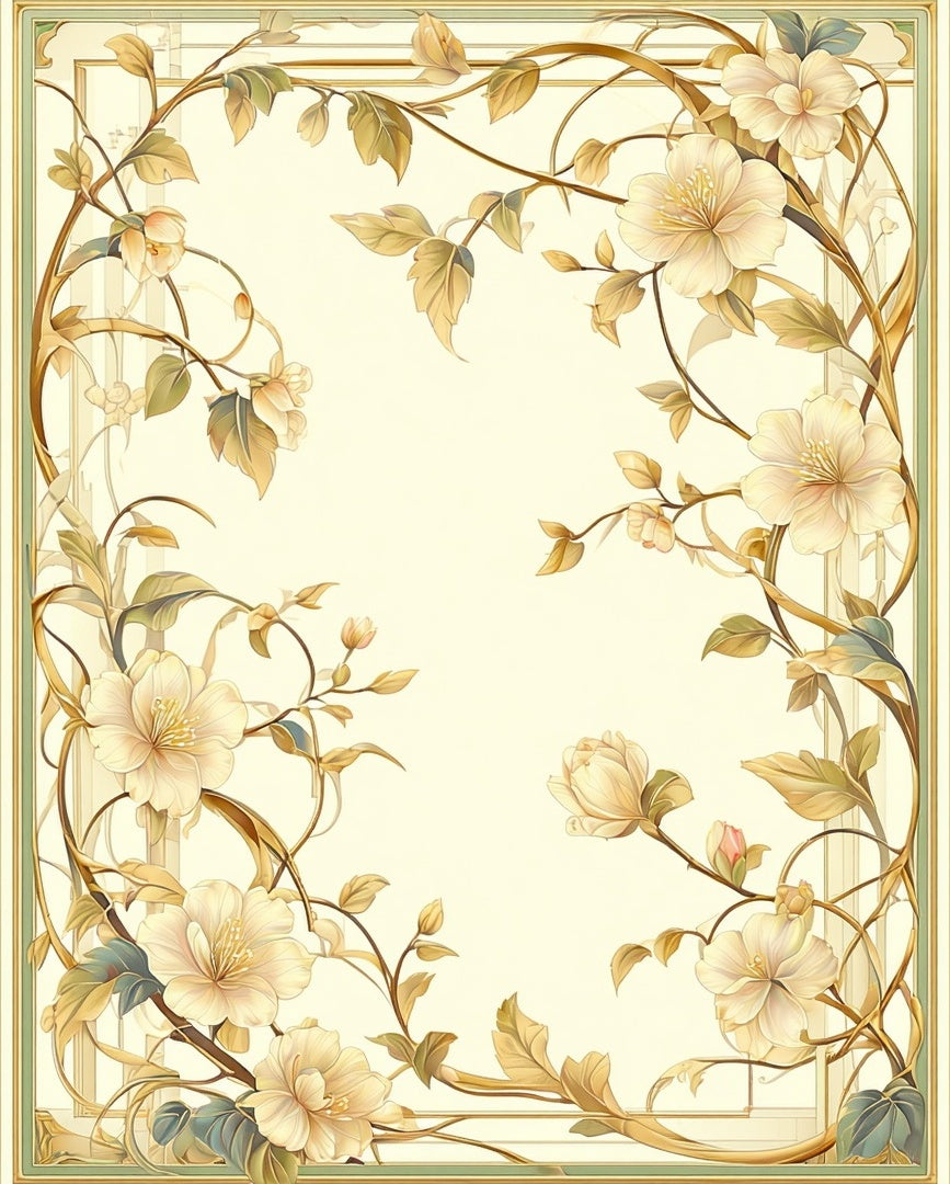 Elegant Floral Vine Art Nouveau Rug