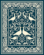 Classic Bird Floral Motif Rug