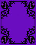 Ornate Black Floral Vine Border Rug