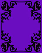 Ornate Black Floral Vine Border Rug