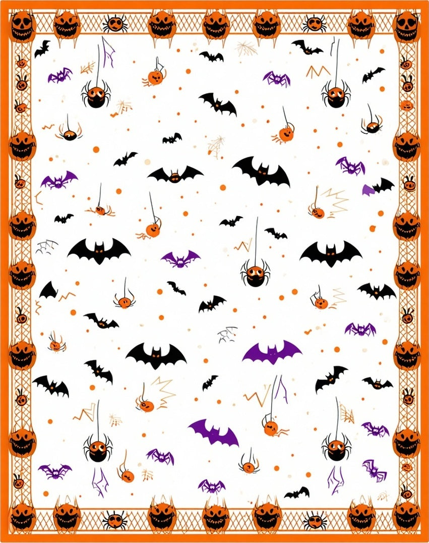 Spooky Halloween Bats Spiders Design Rug
