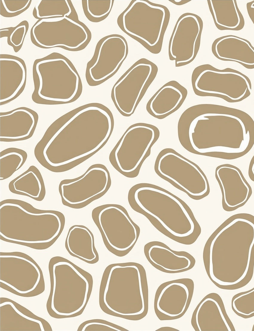 Organic Beige Outline Irregular Shapes Rug