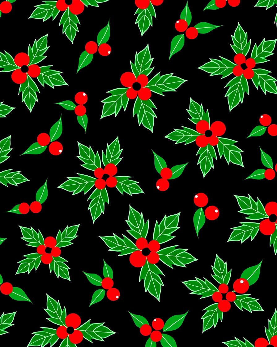 Classic Holly Berry Sprig Repeat Rug