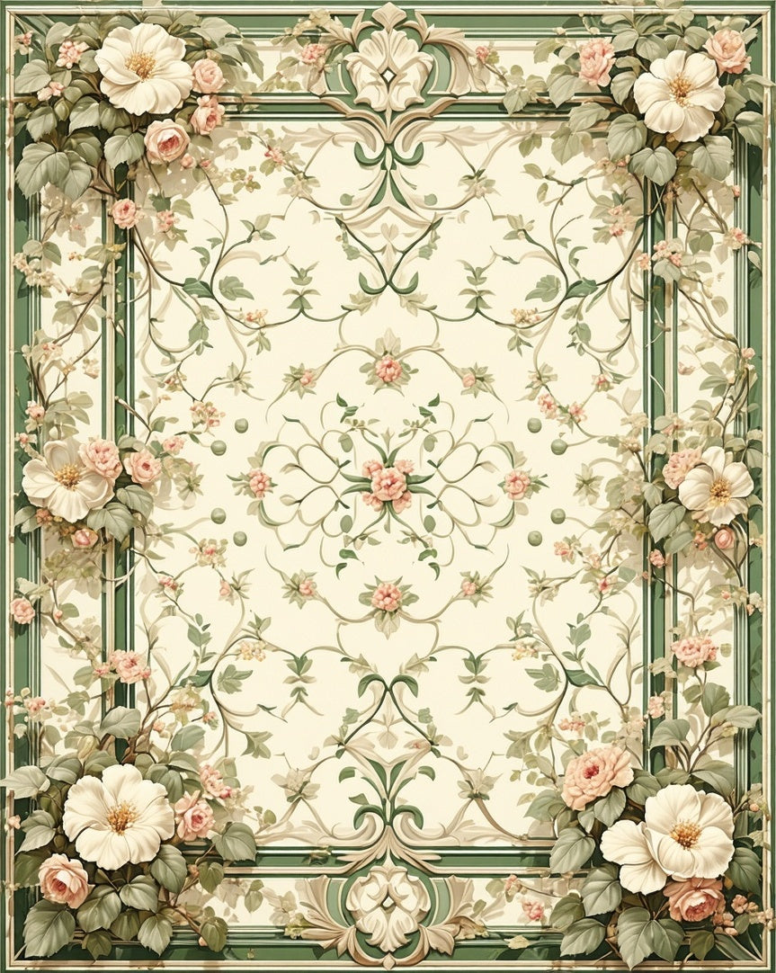 Elegant Floral Garden Pattern Rug