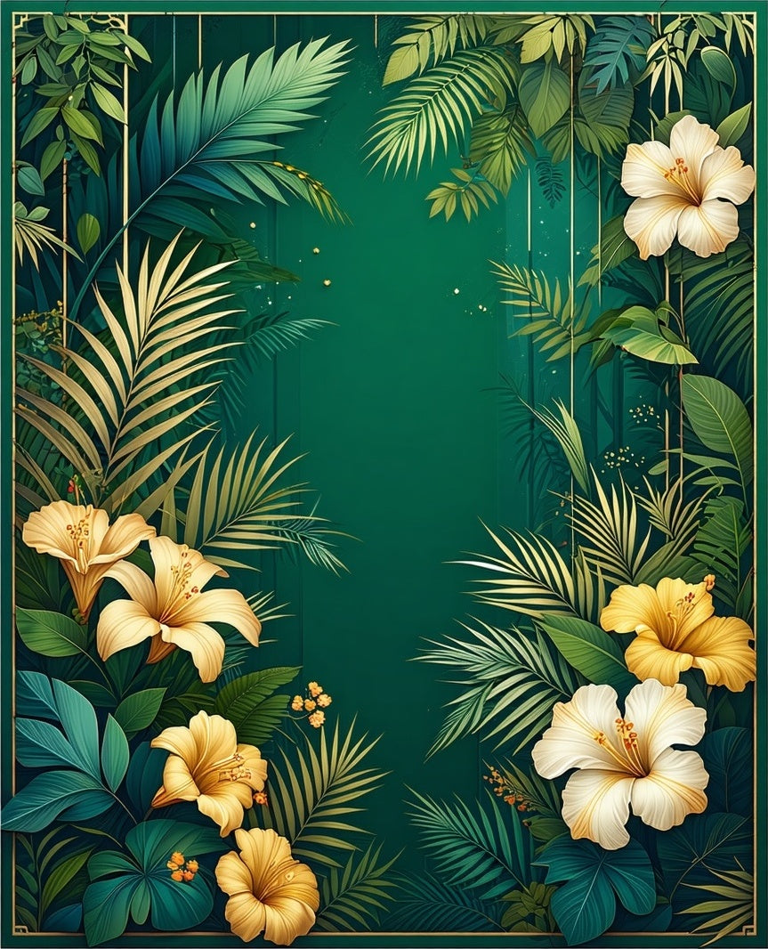 Lush Tropical Floral Botanical Design Rug