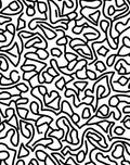Abstract Black White Organic Line Art Rug