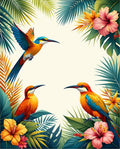 Tropical Birds Hibiscus Floral Pattern Rug
