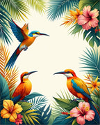 Tropical Birds Hibiscus Floral Pattern Rug