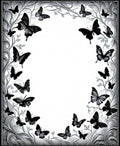 Black White Butterfly Scrollwork Design Rug