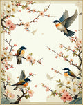 Charming Birds Blossom Branch Design Rug