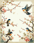 Charming Birds Blossom Branch Design Rug