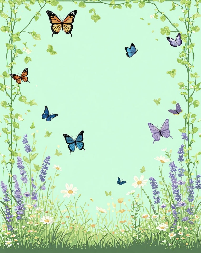 Whimsical Butterfly Garden Floral Design Rug