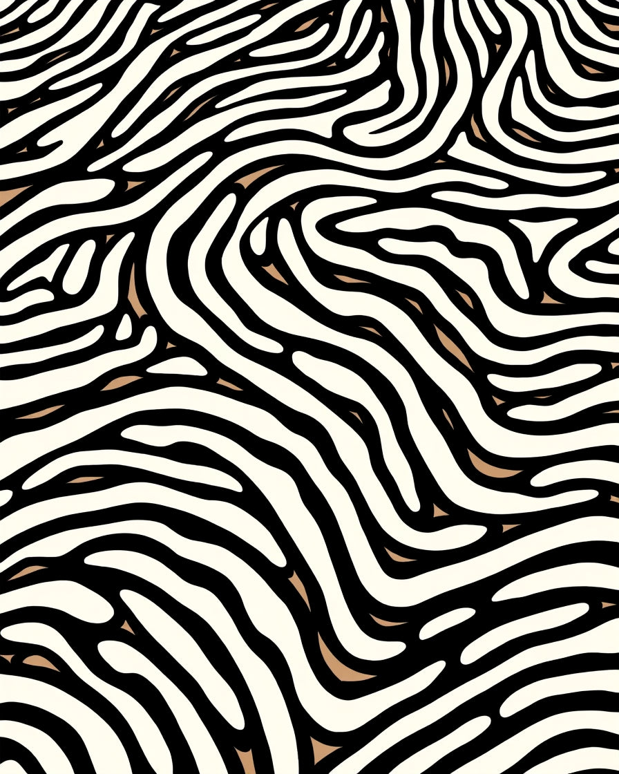Abstract Beige Black Striped Pattern Rug