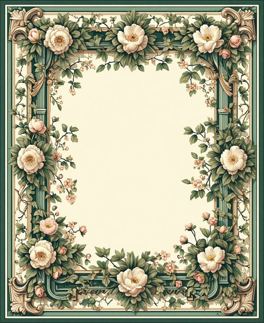 Charming Floral Border Design Rug