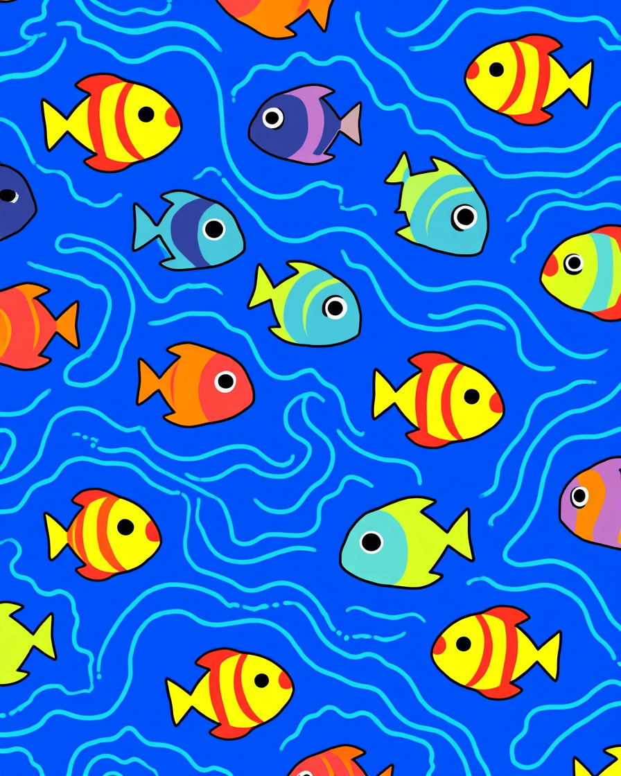 Playful Fish Aquatic Pattern Rug